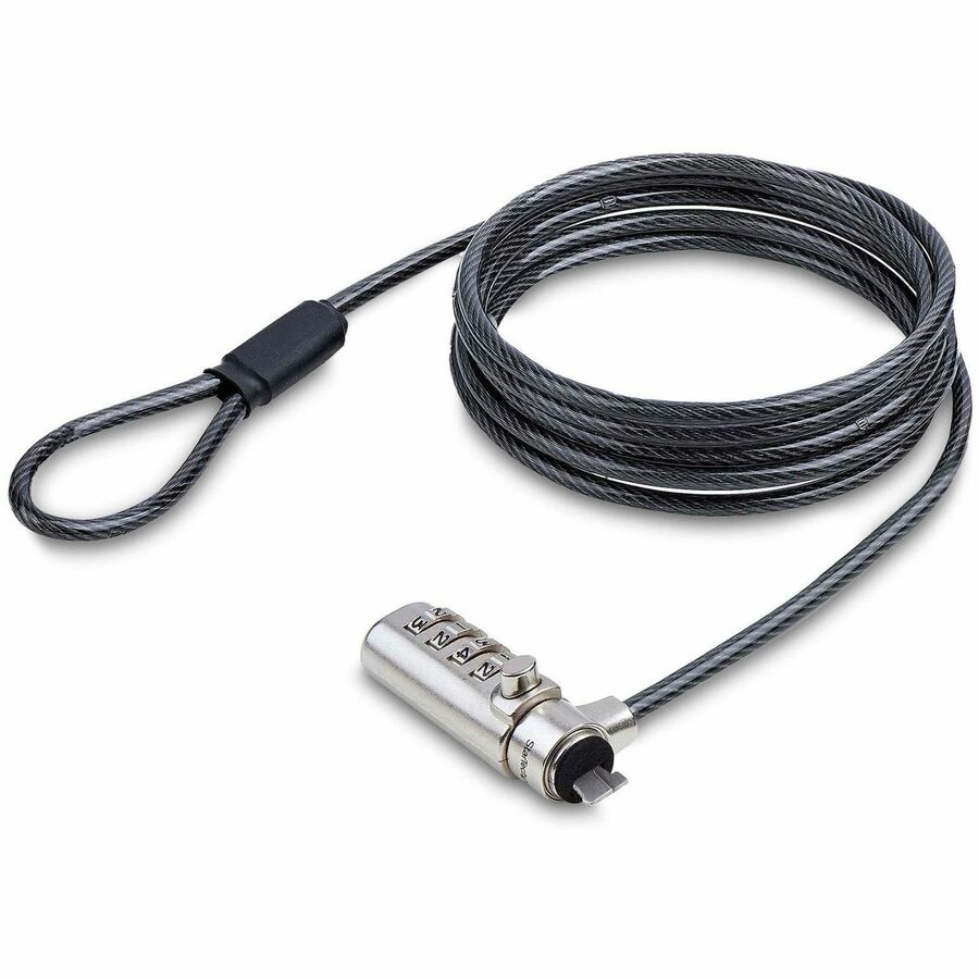 StarTech.com Câble de verrouillage Slim Lock K-Slot, 2 m, combinaison de verrouillage, sécurité antivol de bureau pour ordinateur portable/notebook SSTDC4D-LAPTOP-LOCK
