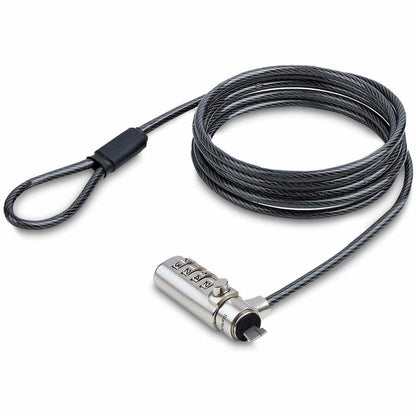 StarTech.com Câble de verrouillage Slim Lock K-Slot, 2 m, combinaison de verrouillage, sécurité antivol de bureau pour ordinateur portable/notebook SSTDC4D-LAPTOP-LOCK