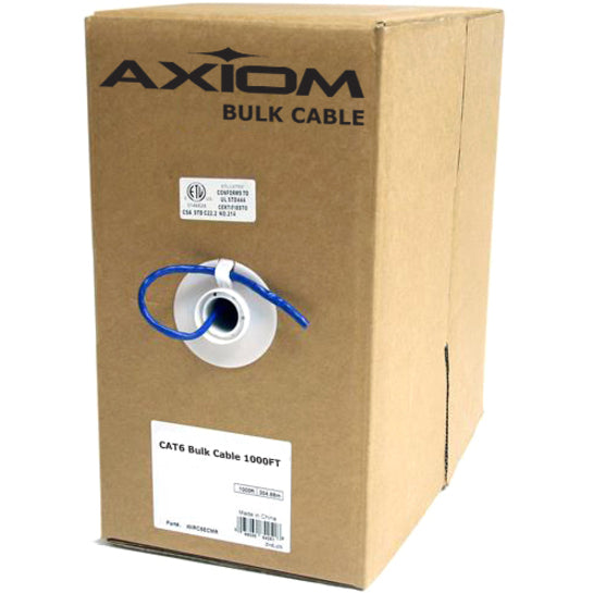 Bobine de câble en vrac Axiom CAT6 23AWG 4 paires de conducteurs solides 550 MHz 1000 pieds (noir) C6BCS-K1000-AX