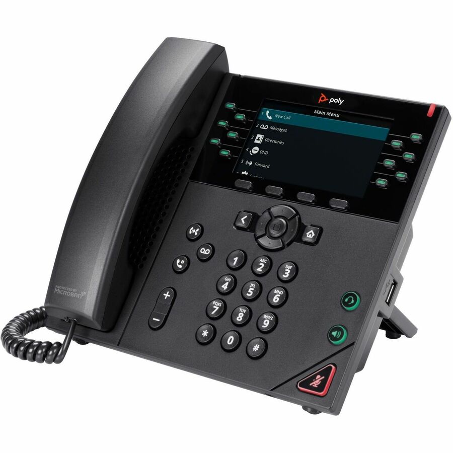 Téléphone IP Poly VVX 450 - Remis à neuf - Avec fil - Avec fil - Bureau, montage mural - Noir 89B75AA#ABA