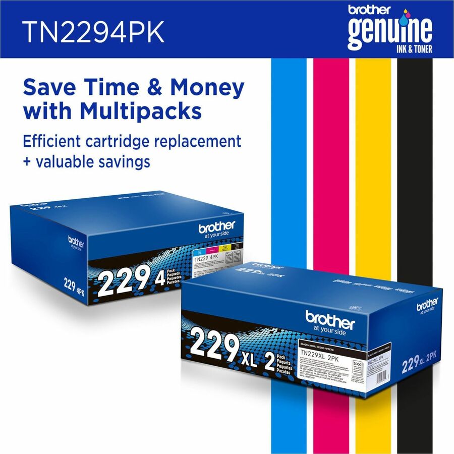 Cartouche de toner laser Brother d'origine à rendement standard - Multipack - Noir, cyan, magenta, jaune - Lot de 4 TN2294PK