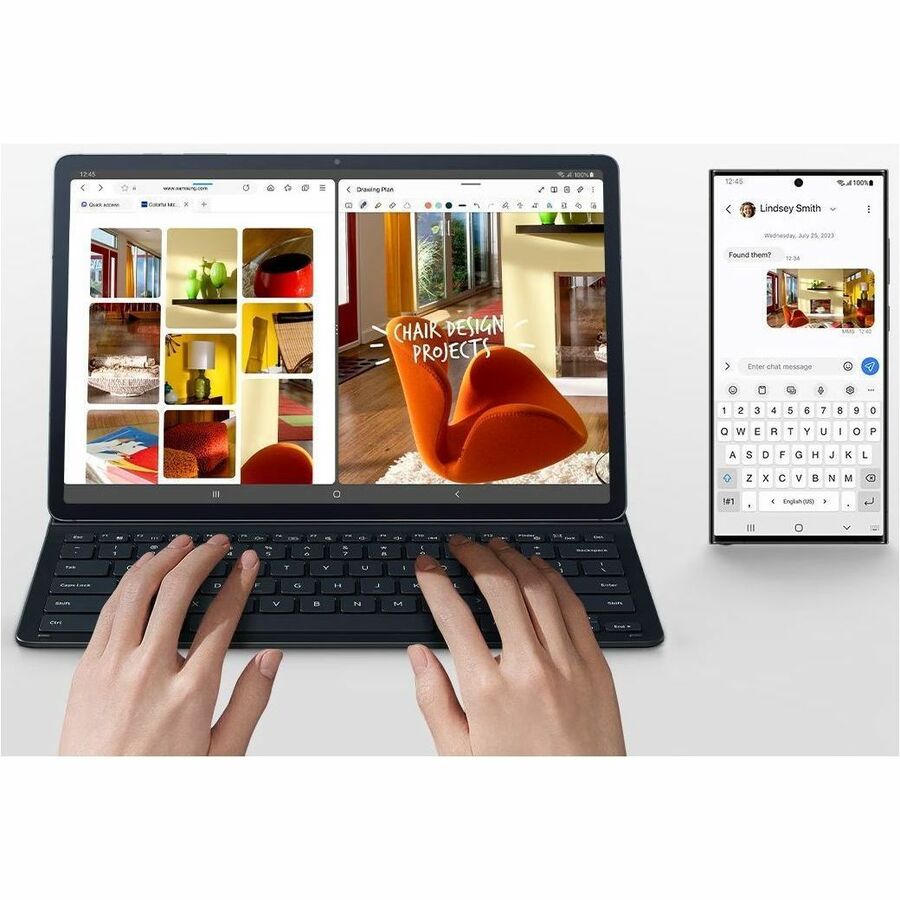 Samsung Keyboard/Cover Case (Book Fold) Samsung Galaxy Tab S9+, Galaxy Tab S9 FE+ Tablet, Stylus - French, English Keyboard - Black EF-DX810BBEGCA