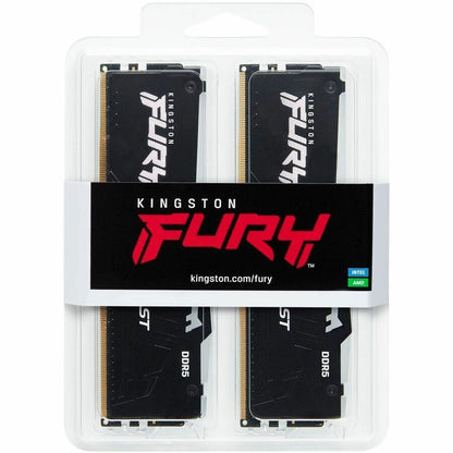 Kingston 32 Go (2 x 16 Go) DDR5 6400 MT/s CL32 FURY Beast Noir RVB XMP KF564C32BBAK2-32