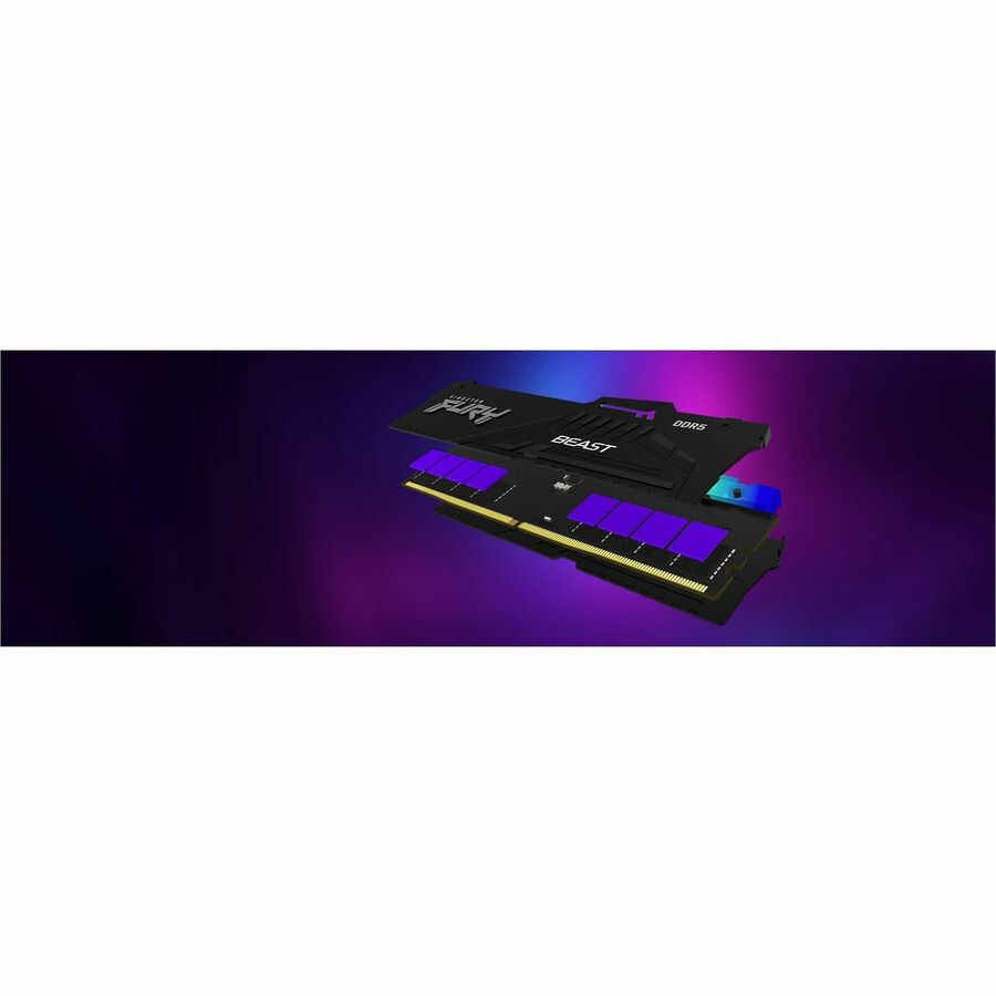 Kingston 32 Go (2 x 16 Go) DDR5 6400 MT/s CL32 FURY Beast Noir RVB XMP KF564C32BBAK2-32