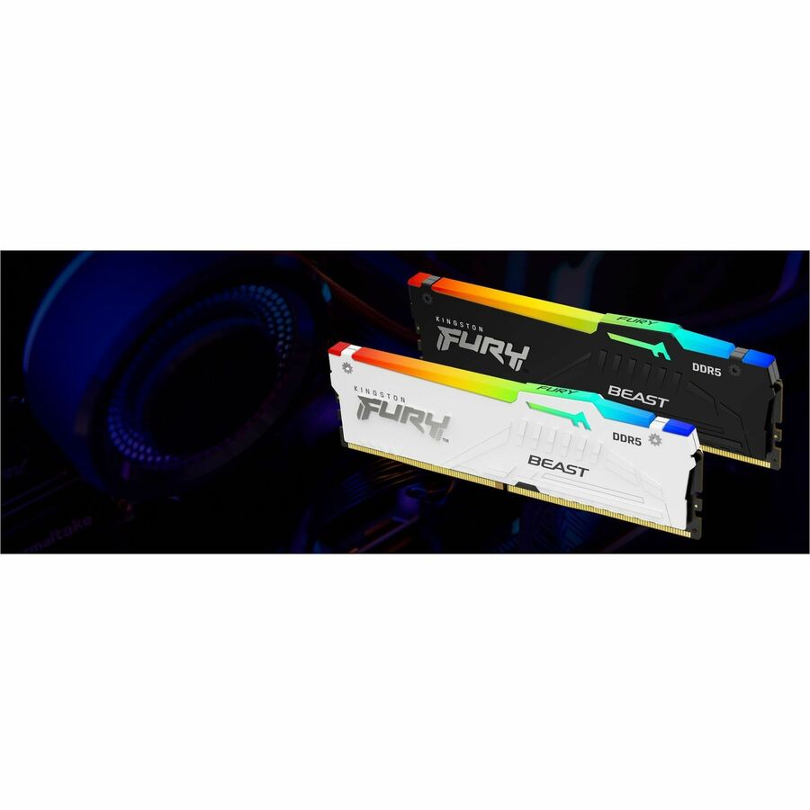 Kingston 32 Go (2 x 16 Go) DDR5 6400 MT/s CL32 FURY Beast Noir RVB XMP KF564C32BBAK2-32