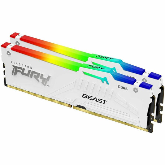 Kingston 32 Go (2 x 16 Go) DDR5 6 000 MT/s CL30 FURY Beast Blanc RVB EXPO KF560C30BWEAK2-32