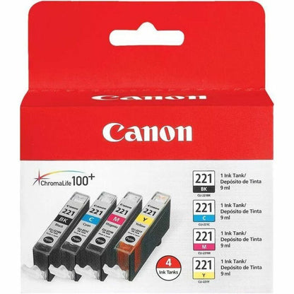 Cartouche d'encre à jet d'encre Canon CLI-221 - Noir, Jaune, Cyan, Magenta - 4 / Paquet 2946B017