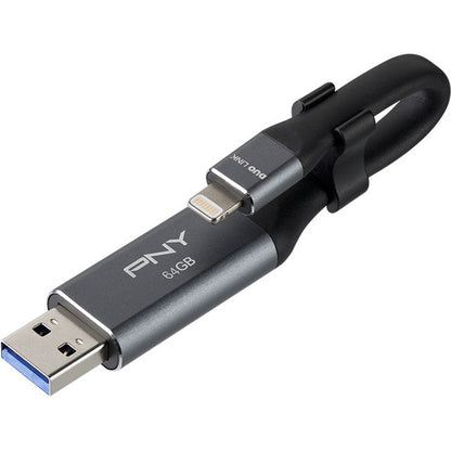 Clé USB 3.0 OTG PNY DUO LINK pour iPhone et iPad P-FDI64GLA02GC-RB