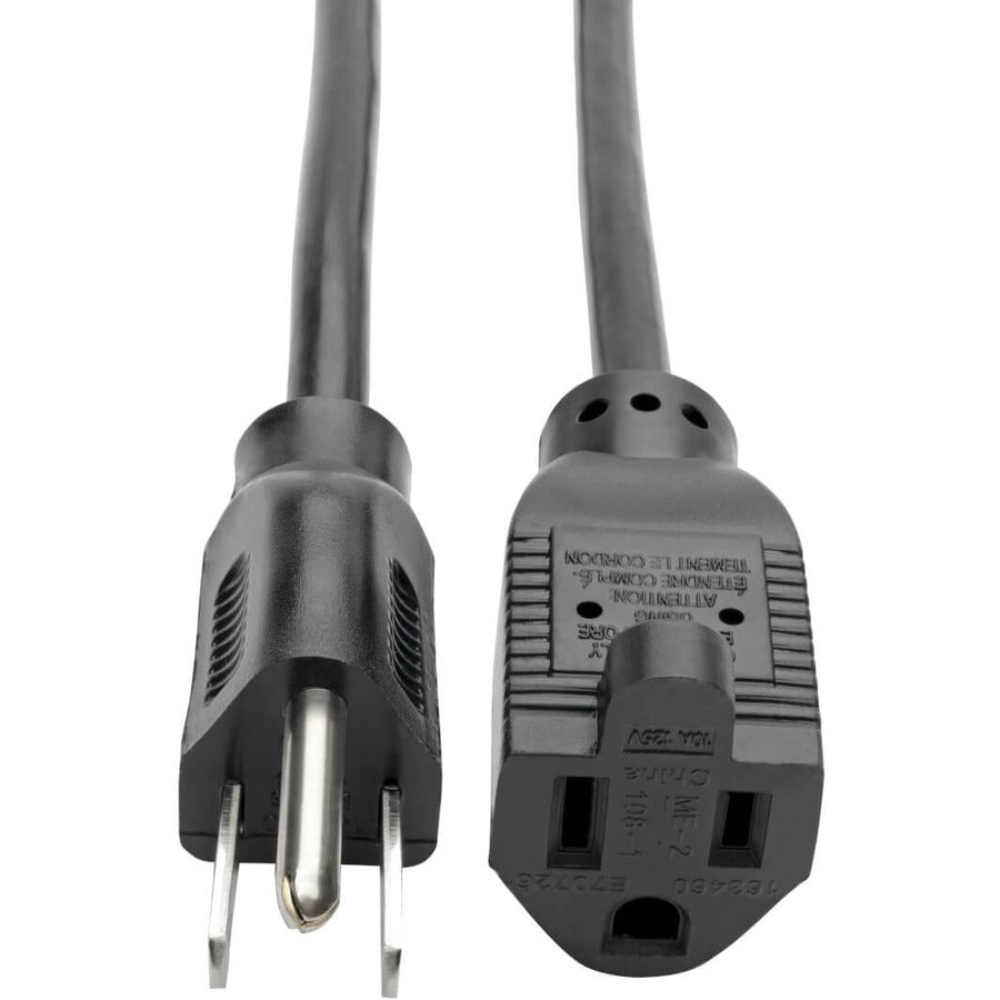 Câble d'extension de cordon d'alimentation Tripp Lite 1 pi 5-15P vers 5-15R 10 A 18 AWG 1 pi P022-001