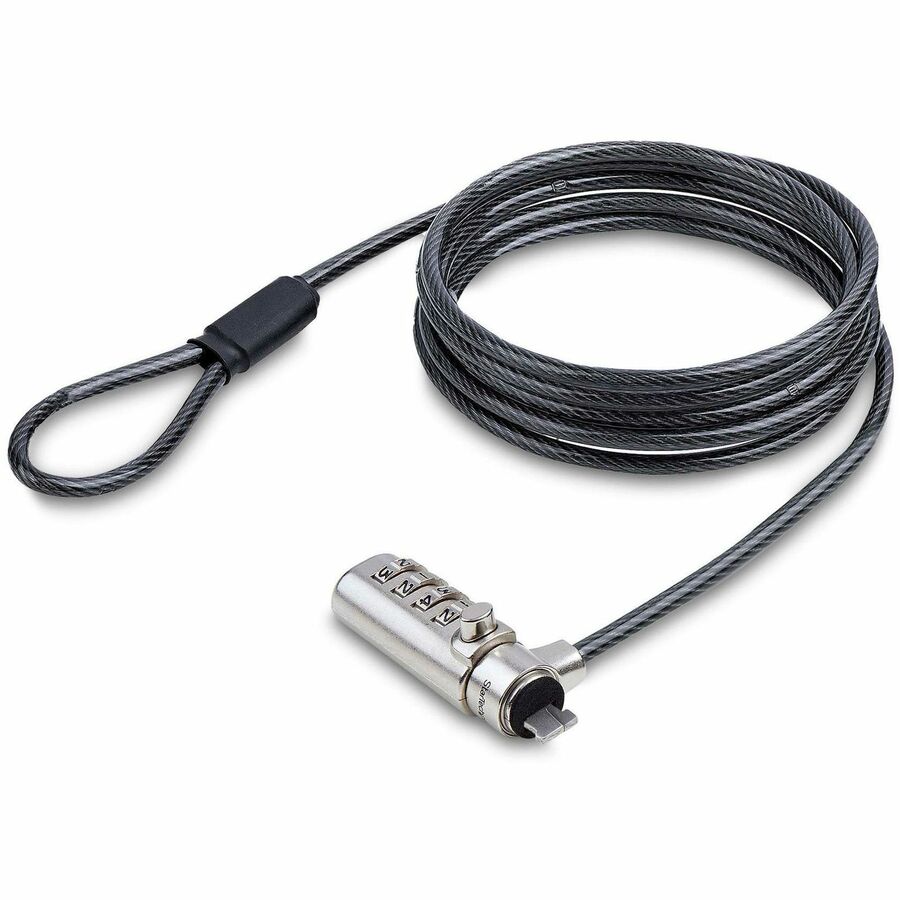 StarTech.com Câble de verrouillage à combinaison Slim Lock Nano compatible avec slot, 2 m, sécurité antivol de bureau pour ordinateur portable SNANOC4D-LAPTOP-LOCK
