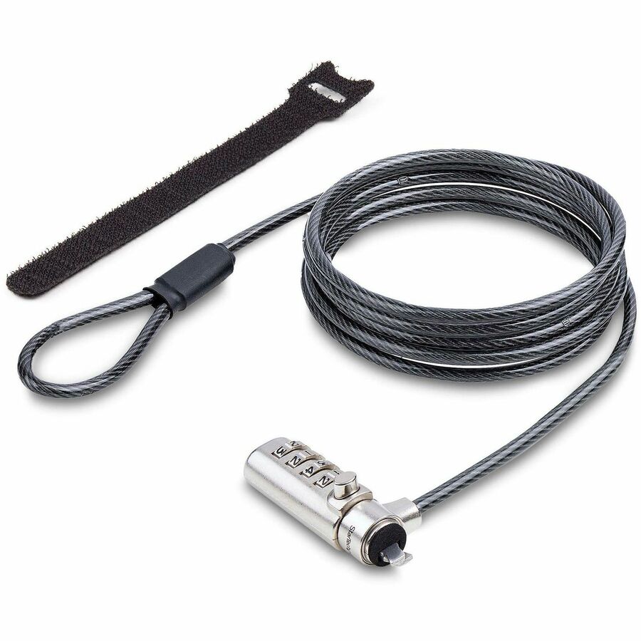 StarTech.com Câble de verrouillage à combinaison Slim Lock Nano compatible avec slot, 2 m, sécurité antivol de bureau pour ordinateur portable SNANOC4D-LAPTOP-LOCK