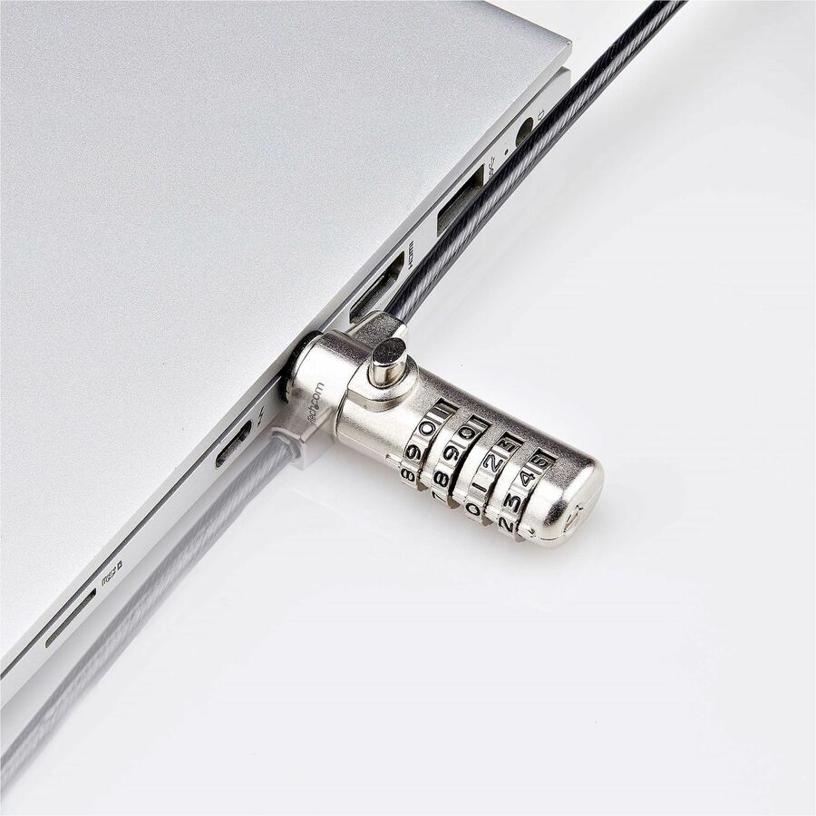 StarTech.com Câble de verrouillage à combinaison Slim Lock Nano compatible avec slot, 2 m, sécurité antivol de bureau pour ordinateur portable SNANOC4D-LAPTOP-LOCK