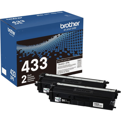 Cartouche de toner laser haute capacité d'origine Brother TN-433 - Paquet de deux - Noir - 2/boîte TN4332PK
