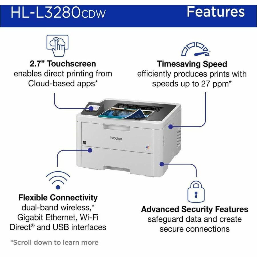 Imprimante laser sans fil de bureau Brother HL-L3280CDW - Couleur HLL3280CDW