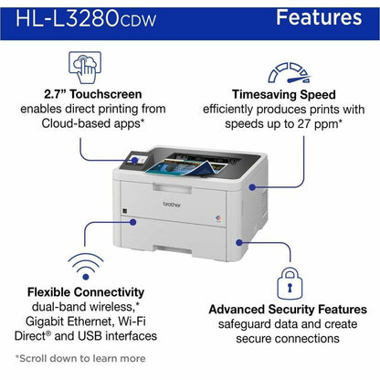 Imprimante laser sans fil de bureau Brother HL-L3280CDW - Couleur HLL3280CDW