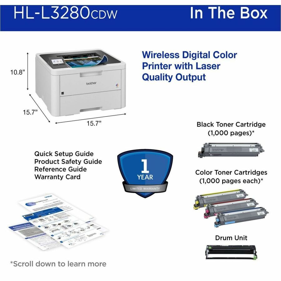 Imprimante laser sans fil de bureau Brother HL-L3280CDW - Couleur HLL3280CDW