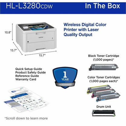 Imprimante laser sans fil de bureau Brother HL-L3280CDW - Couleur HLL3280CDW