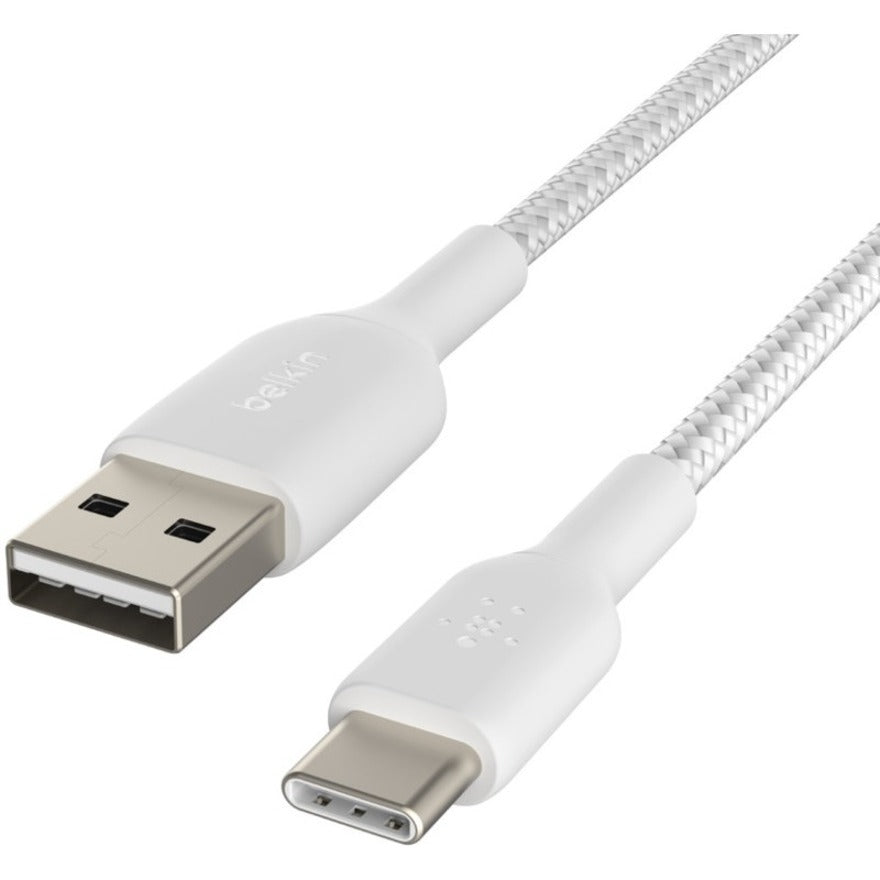 Câble tressé USB-C vers USB-A de Belkin (1 m, blanc) CAB002BT1MWH
