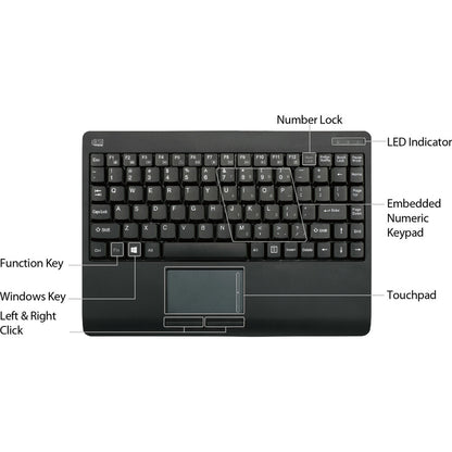 Mini clavier tactile sans fil Adesso WKB-4110UB