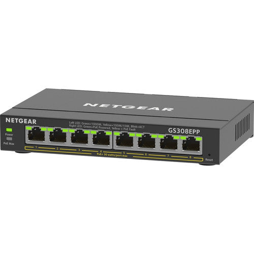 Commutateur Ethernet Gigabit PoE+ Smart Manageable Plus Netgear 8 ports GS308EPP-100NAS