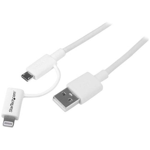 Câble Apple Lightning ou Micro USB vers USB de 1 m (3 pi) de StarTech.com pour iPhone/iPod/iPad - Blanc LTUB1MWH