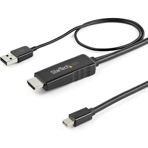 StarTech.com Câble HDMI vers Mini DisplayPort 4K 30 Hz de 2 m - Câble adaptateur HDMI vers mDP actif avec audio - Alimentation USB - Convertisseur vidéo HD2MDPMM2M
