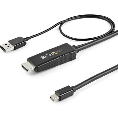 StarTech.com Câble HDMI vers Mini DisplayPort 4K 30 Hz de 2 m - Câble adaptateur HDMI vers mDP actif avec audio - Alimentation USB - Convertisseur vidéo HD2MDPMM2M