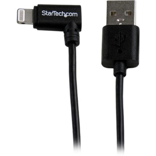StarTech.com Câble coudé noir de 1 m (3 pi) avec connecteur Lightning Apple à 8 broches vers USB pour iPhone/iPod/iPad USBLT1MBR