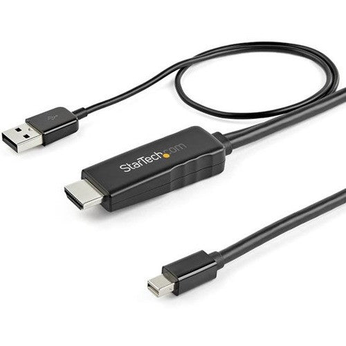 StarTech.com Câble HDMI vers Mini DisplayPort 4K 30 Hz de 1 m - Câble adaptateur HDMI vers mDP actif avec audio - Alimentation USB - Convertisseur vidéo HD2MDPMM1M