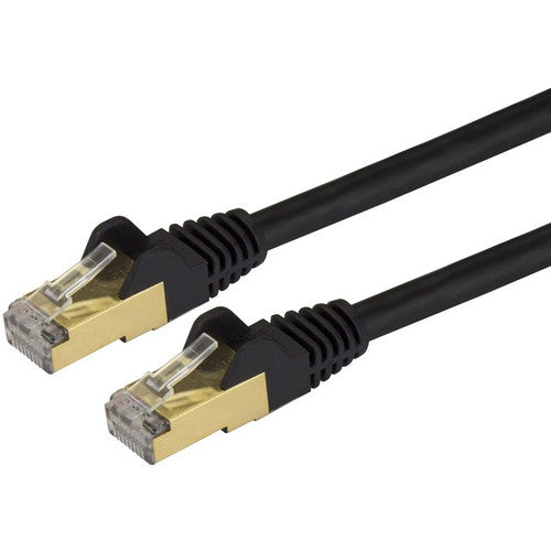 Câble Ethernet CAT6a StarTech.com de 30 cm - Cordon de raccordement PoE 10 Gigabit catégorie 6a blindé sans accroc 100 W - Câblage certifié UL/TIA 10 GbE noir C6ASPAT1BK