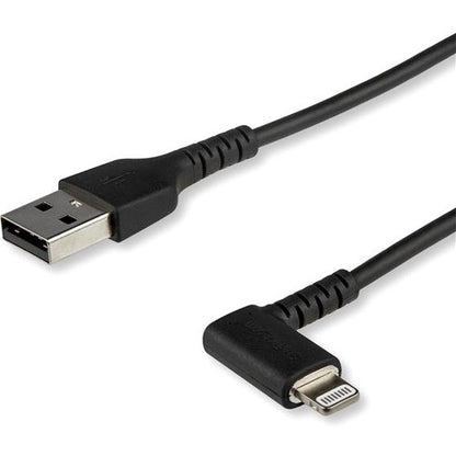 StarTech.com Câble USB A vers Lightning de 2 m pour iPhone iPad, cordon de charge durable à angle droit de 90 degrés, noir, avec fibre aramide, certifié Apple MFI RUSBLTMM2MBR