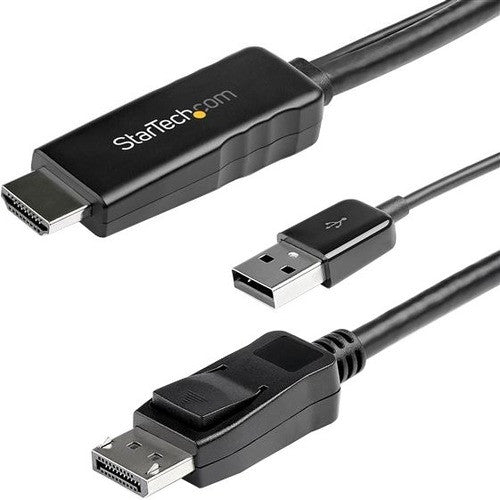 StarTech.com Câble HDMI vers DisplayPort 4K 30 Hz de 2 m (6 pi) - Câble adaptateur HDMI 1.4 vers DP 1.2 actif avec audio - Convertisseur vidéo alimenté par USB HD2DPMM2M