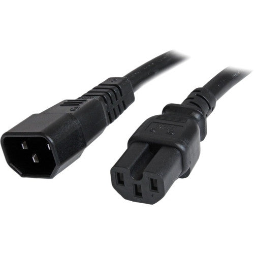 StarTech.com Rallonge électrique robuste de 1 m, IEC C14 vers IEC C15, noir, 15 A, 125 V, 14 AWG, câble d'alimentation de gros calibre PXTC14C153