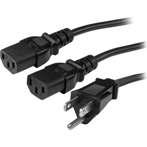 StarTech.com Câble d'alimentation en Y pour ordinateur de 3 m (10 pi), NEMA 5-15P vers C13, 10 A 125 V, 18 AWG, noir Cordon d'alimentation de rechange pour PC, câble d'alimentation pour téléviseur/moniteur PXT101Y10