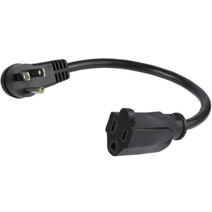 StarTech.com Câble d'extension d'alimentation de 0,3 m (1 pi), angle droit NEMA 5-15P vers NEMA 5-15R, 13 A 125 V, 16 AWG, noir, câble d'extension de prise PAC101R1