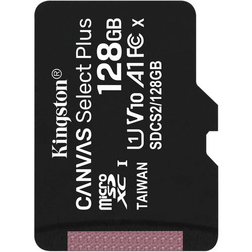 Carte microSDXC Kingston Canvas Select Plus 128 Go Classe 10/UHS-I (U1) - 1 paquet SDCS2/128GBSP