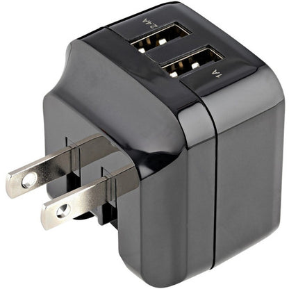 Chargeur mural USB 2 ports StarTech.com, concentrateur de chargeur mural 17 W (port 2,4 A et 1 A), adaptateur d'alimentation double USB-A, chargeur portable pour téléphones/tablettes USB2PACUBK