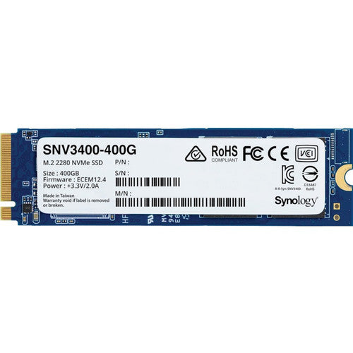 Disque SSD Synology SNV3400-400G 400 Go - M.2 2280 interne - PCI Express NVMe (PCI Express NVMe 3.0 x4) SNV3400-400G