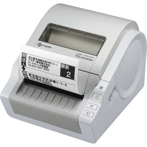 Imprimante thermique directe de bureau Brother TD-4100N - Monochrome - Impression d'étiquettes - Ethernet - USB - Série - Avec massicot - Gris, Blanc TD4100N