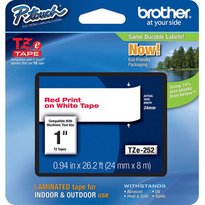 Cartouche de ruban laminé Brother P-touch TZe 1" TZE252