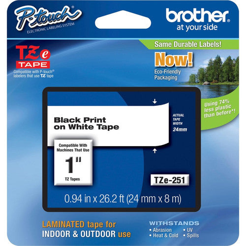 Brother P-touch TZe 1" Laminated Tape Cartridge TZE251