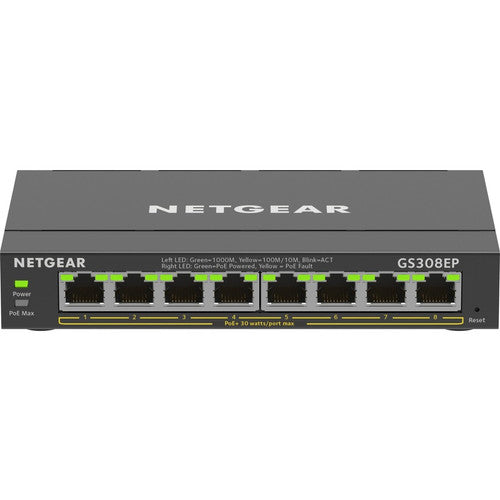 Commutateur Ethernet Gigabit PoE+ Smart Manageable Plus Netgear 8 ports GS308EP-100NAS
