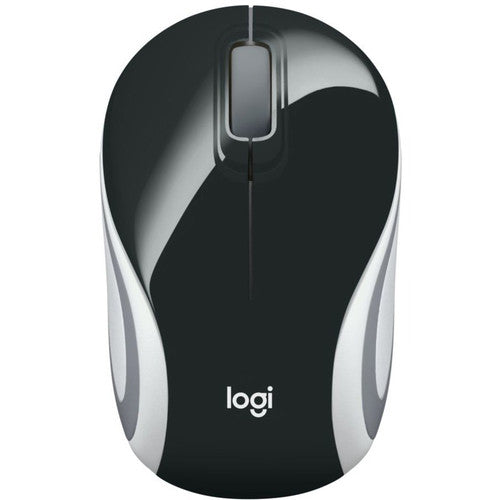 Souris sans fil Logitech Mini M187 ultra portable, 2,4 GHz avec récepteur USB, suivi optique 1 000 DPI, 3 boutons, PC/Mac/ordinateur portable - Noir (avec bande blanche) 910-005459