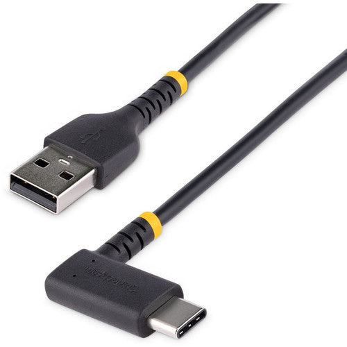 StarTech.com Câble de charge USB A vers C à angle droit de 30 cm (12 po), câble USB-C à charge rapide très résistant, fibre aramide durable et robuste, 3 A R2ACR-30C-USB-CABLE