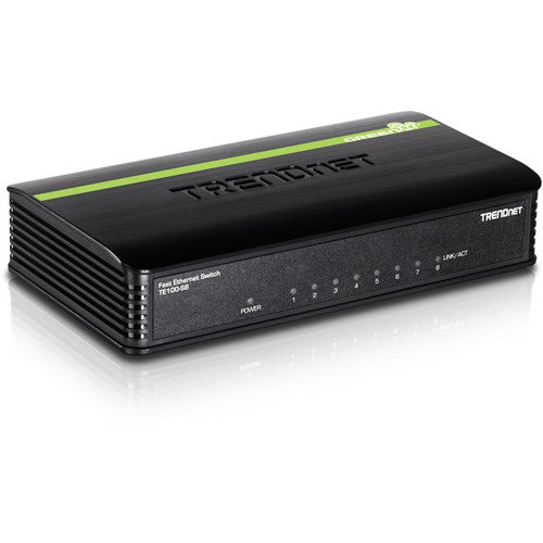 TRENDnet Commutateur de bureau Ethernet GREENnet 10/100 Mbps non géré à 8 ports ; TE100-S8 ; 8 ports Ethernet 10/100 Mbps ; capacité de commutation de 1,6 Gbps ; boîtier en plastique ; commutateur Ethernet réseau ; Plug &amp; Play TE100-S8