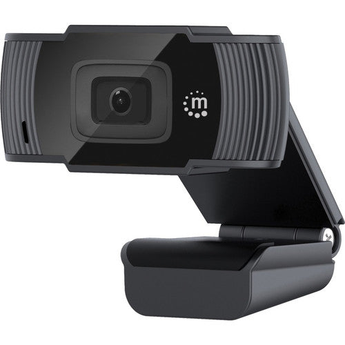 Webcam USB Manhattan, deux mégapixels, 1080p Full HD, USB-A, microphone intégré, base à clip réglable, 30 images par seconde, noir, garantie de trois ans, boîte 462006