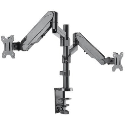 Support TV et moniteur Manhattan, bureau, mouvement complet (ressort à gaz), 2 écrans, tailles d'écran : 10-27", noir, assemblage par pince ou œillet, double écran, VESA 75x75 à 100x100 mm, max. 8 kg (chacun), garantie à vie 461597