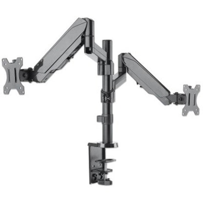Support TV et moniteur Manhattan, bureau, mouvement complet (ressort à gaz), 2 écrans, tailles d'écran : 10-27", noir, assemblage par pince ou œillet, double écran, VESA 75x75 à 100x100 mm, max. 8 kg (chacun), garantie à vie 461597