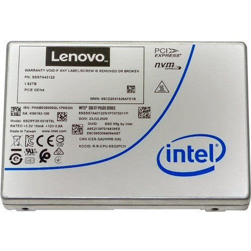 Lenovo D7-P5500 1.92 TB Solid State Drive - 3.5" Internal - PCI Express NVMe (PCI Express NVMe 4.0 x4) 4XB7A17149