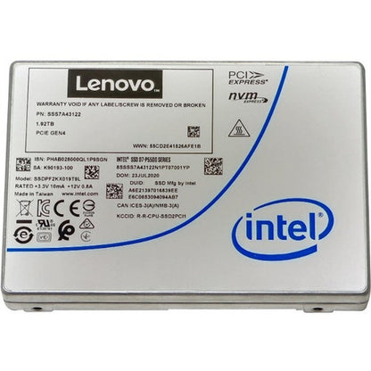 Lenovo D7-P5500 1.92 TB Solid State Drive - 3.5" Internal - PCI Express NVMe (PCI Express NVMe 4.0 x4) 4XB7A17149